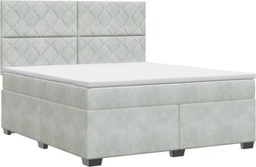 vidaXL Κρεβάτι box spring με στρώμα Ανοιχτό γκρι 180 x 200 cm Βελούδο