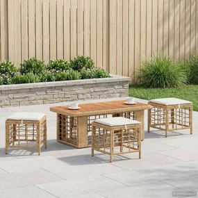 vidaXL Σέτ φαγητού για κήπο με μαξιλάρι 4 pcs Φυσικό και Λευκό