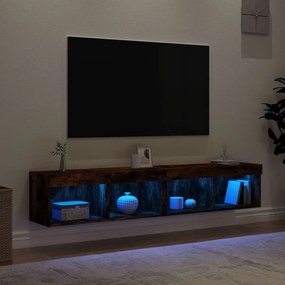vidaXL Έπιπλα Τηλεόρασης με LED 2 τεμ. Καπνιστή Δρυς 80 x 30 x 30 εκ.