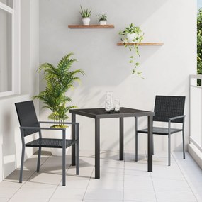 vidaXL Σετ Τραπεζαρίας Κήπου 3 Τεμαχίων Μαύρο Πολυ Ρατάν