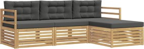 vidaXL Σειρά Καναπέ Εξωτερικού 4 pcs Άσπρο και Ανθρακί Πολυεστέρας