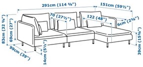 SÖDERHAMN καναπές 4 θέσεων με σεζλόνγκ 794.521.12