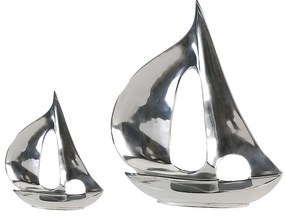 Διακοσμητικό Βάρκα Ασημί Αλουμίνιο 4x15x21cm