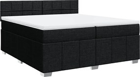 vidaXL Κρεβάτι Boxspring με Στρώμα Μαύρο 200x200 εκ. Υφασμάτινο