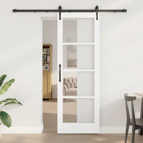 vidaXL Συρόμενη Πόρτα με Εξαρτήματα Λευκή 73.5x211 εκ. Στερεό Ξύλο Πεύκου
