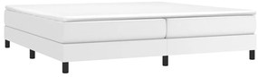 vidaXL Κρεβάτι Boxspring με Στρώμα Λευκό 200x200 εκ. Συνθετικό Δέρμα