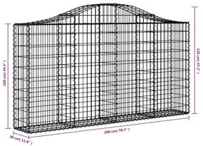 Συρματοκιβώτια Τοξωτά 7 τεμ. 200x30x100/120 εκ. Γαλβαν. Ατσάλι - Ασήμι