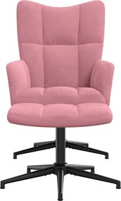 vidaXL Πολυθρόνα Relax Ροζ Βελούδινη με Σκαμπό