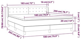 vidaXL Κρεβάτι Boxspring με Στρώμα Γκρι 180x200 εκ. Συνθετικό Δέρμα
