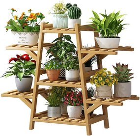 Ανθοστήλη ξύλινη μπαμπού Nextdeco με 7 επίπεδα Υ66x76x23εκ.