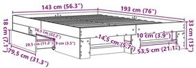 Πλαίσιο κρεβατιού χωρίς στρώμα καφέ δρυς 140x190 cm - Καφέ