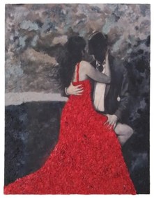 Πίνακας Καμβάς Χειροποίητος Decoupage Με Decofoam Γυναικεία Φιγούρα Κόκκινο Φόρεμα 39x1,5x51εκ. 19958-20