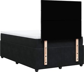 vidaXL Κρεβάτι Boxspring με Στρώμα Μαύρο 120 x 200 εκ. Βελούδινο