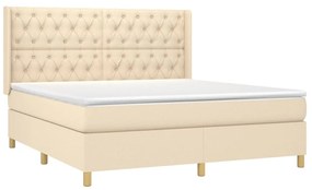 ΚΡΕΒΑΤΙ BOXSPRING ΜΕ ΣΤΡΩΜΑ &amp; LED ΚΡΕΜ 160X200 ΕΚ. ΥΦΑΣΜΑΤΙΝΟ 3139130