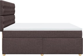 vidaXL Κρεβάτι Boxspring με Στρώμα Σκούρο Καφέ 200x200 εκ. Υφασμάτινο