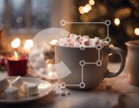 Σετ των 2 Intra Συλλεκτικό Ξύλινο Παζλ Plywood 4mm - Ζεστό κακάο με Marshmallows και καραμέλα Σε Ξύλινο Κουτί - Διαστάσεις: 10x10 cm – 25 κομμάτια