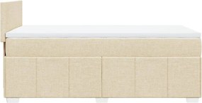 vidaXL Κρεβάτι Boxspring με Στρώμα Κρεμ 100 x 200 εκ. Υφασμάτινο