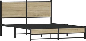 vidaXL Σκελετός Κρεβ. Χωρίς Στρώμα Sonoma Δρυς 140x200 εκ. Μεταλλικό