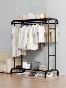 Κρεμάστρα δαπέδου με ράφι παπουτσιών - TM0021 - 522657 - Black