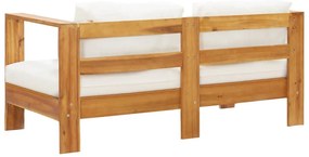 vidaXL Καναπές Κήπου με Μαξιλάρι Λευκό Κρεμ 140 εκ. Μασίφ Ξύλο Ακακίας