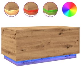 vidaXL Τραπεζάκι Σαλονιού με LED Αρτισιανή Δρυς 90 x 50 x 40 εκ.