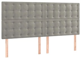 vidaXL Κεφαλάρι Κρεβατιού LED Ανοιχτό Γκρι 160x5x118/128 εκ. Βελούδινο