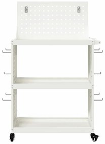 vidaXL Καρότσι εργαλείων με ράφι Λευκό 65 x 35 x 111 εκ Κρύα χάλυβας