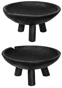 Artekko Woody Μπολ Διακοσμητικό από Ξύλο Teak Μαύρο (30x30x15)cm Σετ/2 Artekko 78339-BLAC