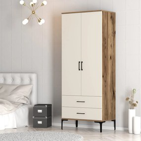Διφυλλη Ντουλαπα Καρυδια/Κρεμ KUMSAL 47.5x80x201.4