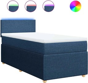 vidaXL Κρεβάτι Boxspring με Στρώμα Μπλε 90x190 εκ.Υφασμάτινο