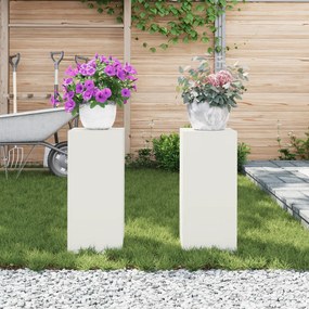 vidaXL Εξωτερικές Σταντ Φυτών  σετ 2 σε λευκό, 24x24x55 εκ, Ατσάλι