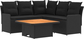vidaXL Σύνολα επίπλων με μαξιλάρι 4 pcs Μαύρο Ράτα PE