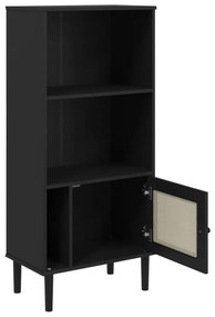 vidaXL Βιβλιοθήκη SENJA Μαύρο / Ρατάν 60x35x130 εκ. Μασίφ Ξύλο Πεύκου