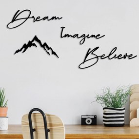 Decorative Metal Wall Accessory Dream Imagine Belive Black