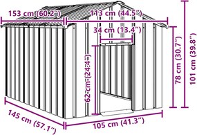 vidaXL Σπιτάκι σκύλου με οροφή 113x153x101 cm Γαλβανισμένος χάλυβας