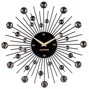 Ρολόι Τοίχου KA4860BK Sunbusts Crystal Medium D.30cm Black Karlsson Μέταλλο