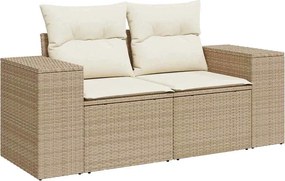 vidaXL Σετ Καναπέ Κήπου με μαξιλάρι 9 pcs Μπεζ Πολυ ράταν