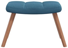 vidaXL Πολυθρόνα Relax Μπλε Βελούδινη με Σκαμπό