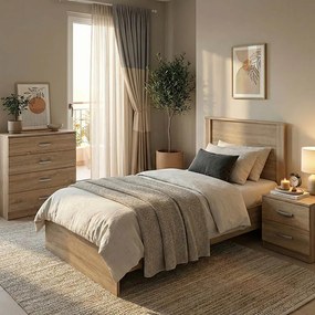 Σετ Κρεβατοκάμαρας Athos Sonoma με Κρεβάτι 90x190εκ Σετ 3τεμ