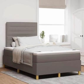 vidaXL LED Κρεβάτι με βάθρο με στρώμα Taupe 120 x 200 cm ύφασμα