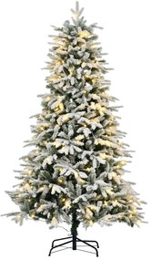 Χριστουγεννιάτικο δέντρο HOMCOM, τεχνητό, με ψεύτικες νιφάδες χιονιού, φώτα LED, 180 cm, πράσινο + λευκό