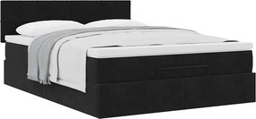vidaXL Οθωμανικό κρεβάτι με στρώμα Μαύρο 140x190cm Βελούδο