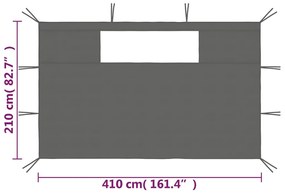 vidaXL Πλαϊνά για Κιόσκι με Παράθυρα 2 τεμ. Ανθρακί