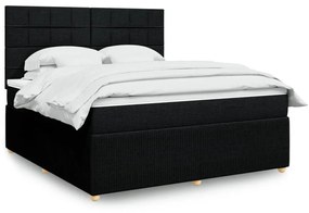 Κρεβάτι Boxspring με Στρώμα Μαύρο 180x200 εκ. Υφασμάτινο - Μαύρο