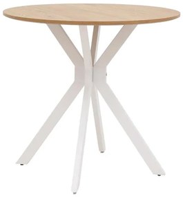 Τραπέζι Xuson φυσικό mdf-πόδι λευκό μέταλλο Φ80x75εκ 80x80x75 εκ.