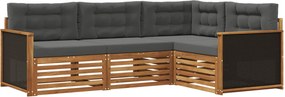 vidaXL Σειρά Καναπέ Εξωτερικού 4 pcs Φυσικό και Ανθρακί