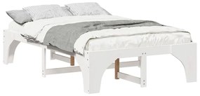 vidaXL Κρεβάτι δαπέδου Λευκό 120 x 200 cm Μασίφ ξύλο πεύκου