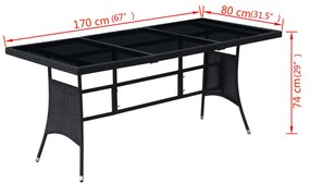 vidaXL Σετ Τραπεζαρίας Εξ. Χώρου 9 τεμ. Μαύρο Συνθ. Ρατάν με Μαξιλάρια