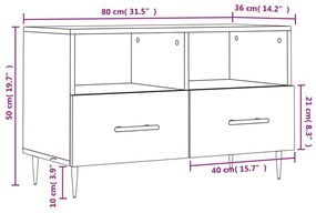 Έπιπλο Τηλεόρασης Λευκό 80 x 36 x 50 εκ. από Επεξεργασμένο Ξύλο - Λευκό