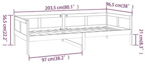 Καναπές Κρεβάτι Γκρι 90 x 200 εκ. από Μασίφ Ξύλο Πεύκου - Γκρι